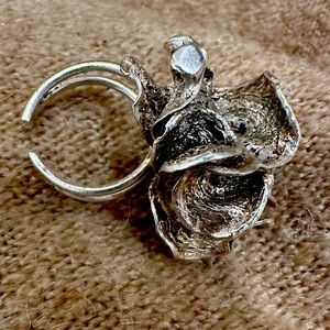 Handmade silver organic ring chunky statement adjustable